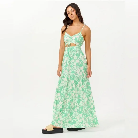 Rip Curl Sun To Sea Maxi Dress Tropical Green - Picture 1 of 10